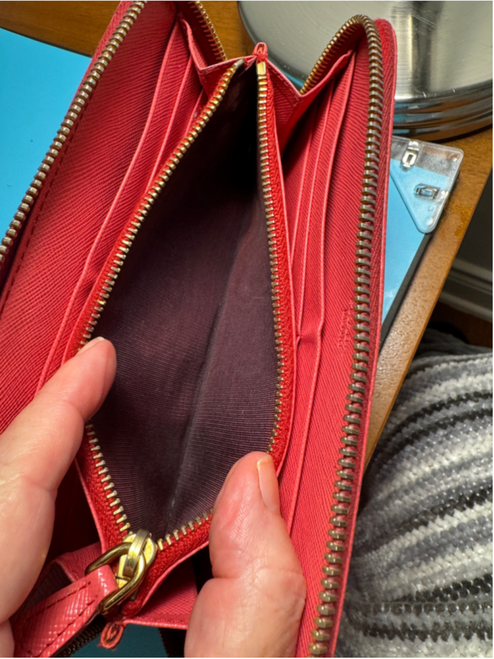 Prada Bow Long Wallet Dark Coral Pink - Picture 6 of 14